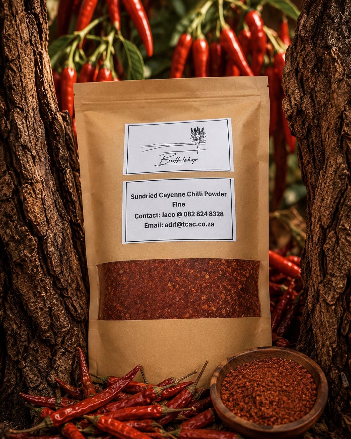 Buffelskop fine powder sundried cayenne chilli