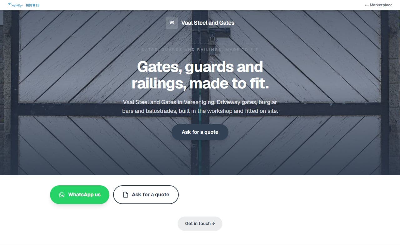 The Vaal Steel and Gates demo page